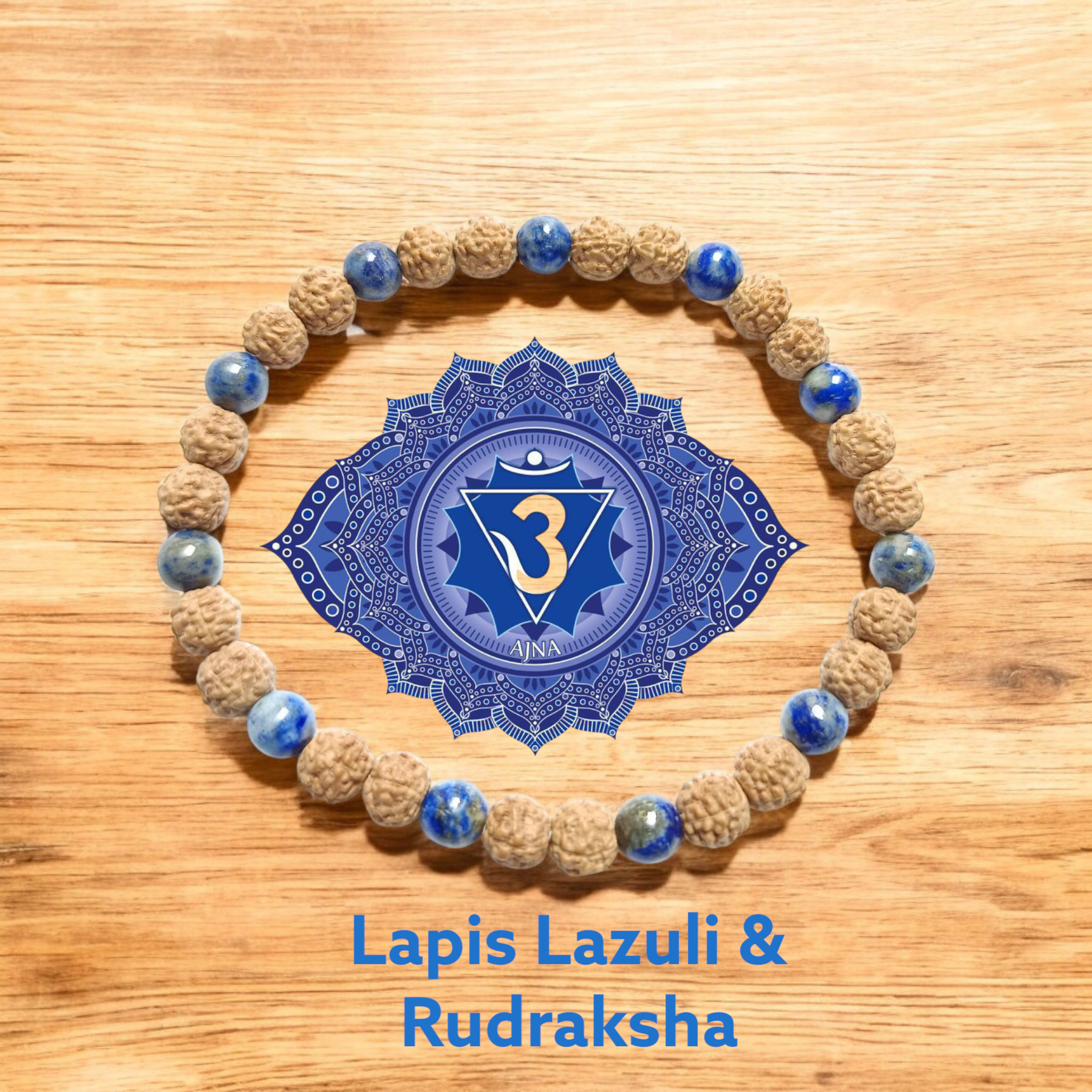 natural lapis lazuli crystal and rudraksh crystal bracelet