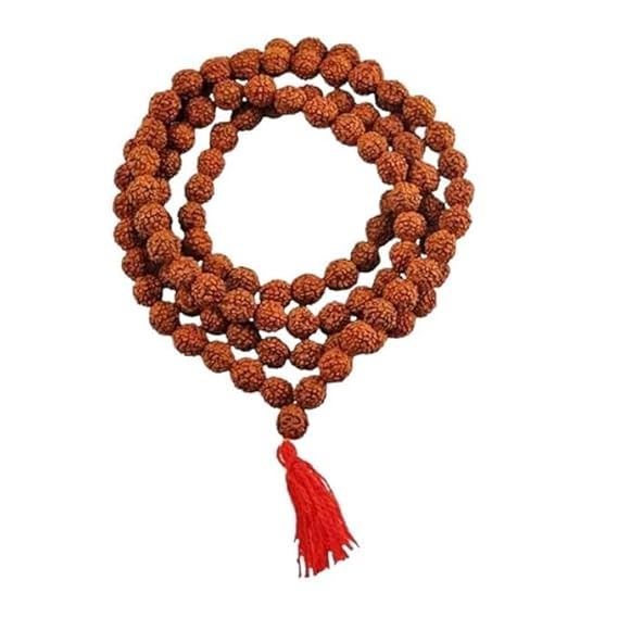 original rudraksha mala brown 7 8 mm with certificate for wearing and japa mala kanthi mala 5 mukhi mala, 108 beads
