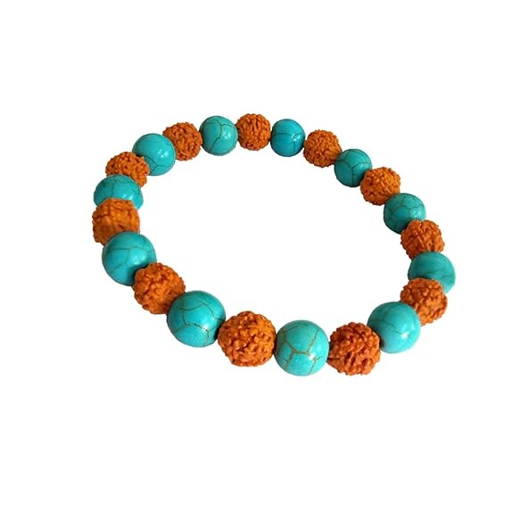 turquoise stone rudraksha bracelet for men & women