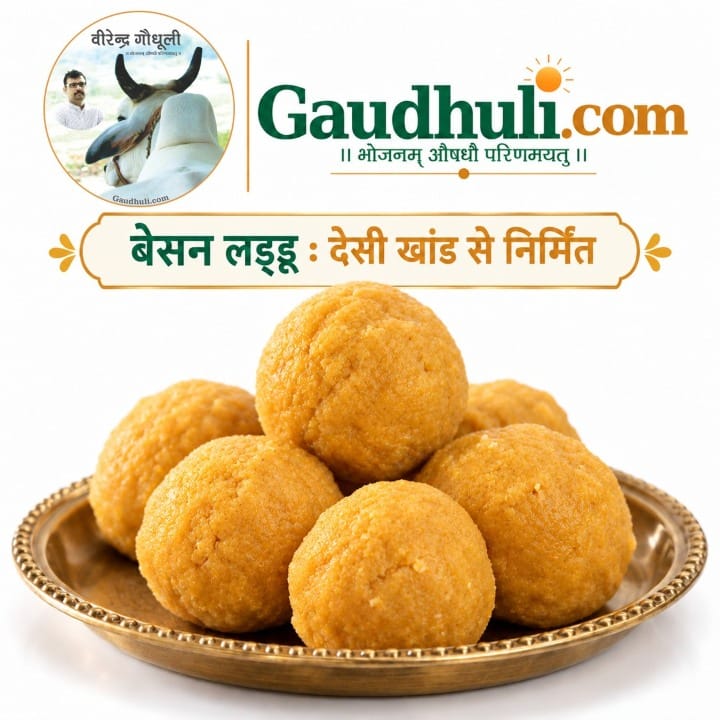 बेसन लड्डू / besan laddu : देशी गाय के घी, खांड से निर्मित अग्रिम बुकिंग 30 अक्टूबर 2026 तक (केवल केंद्र से उपलब्ध)