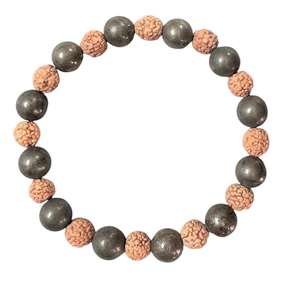 pyrite and rudraksha 8mm bracelet