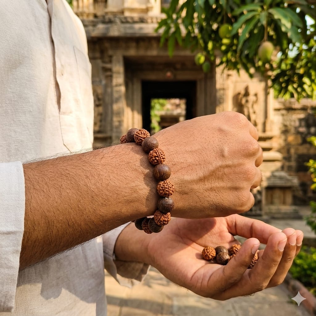 bracelet made of cow dung and rudraksha / गाय के गोबर और रुद्राक्ष से बना ब्रेसलेट