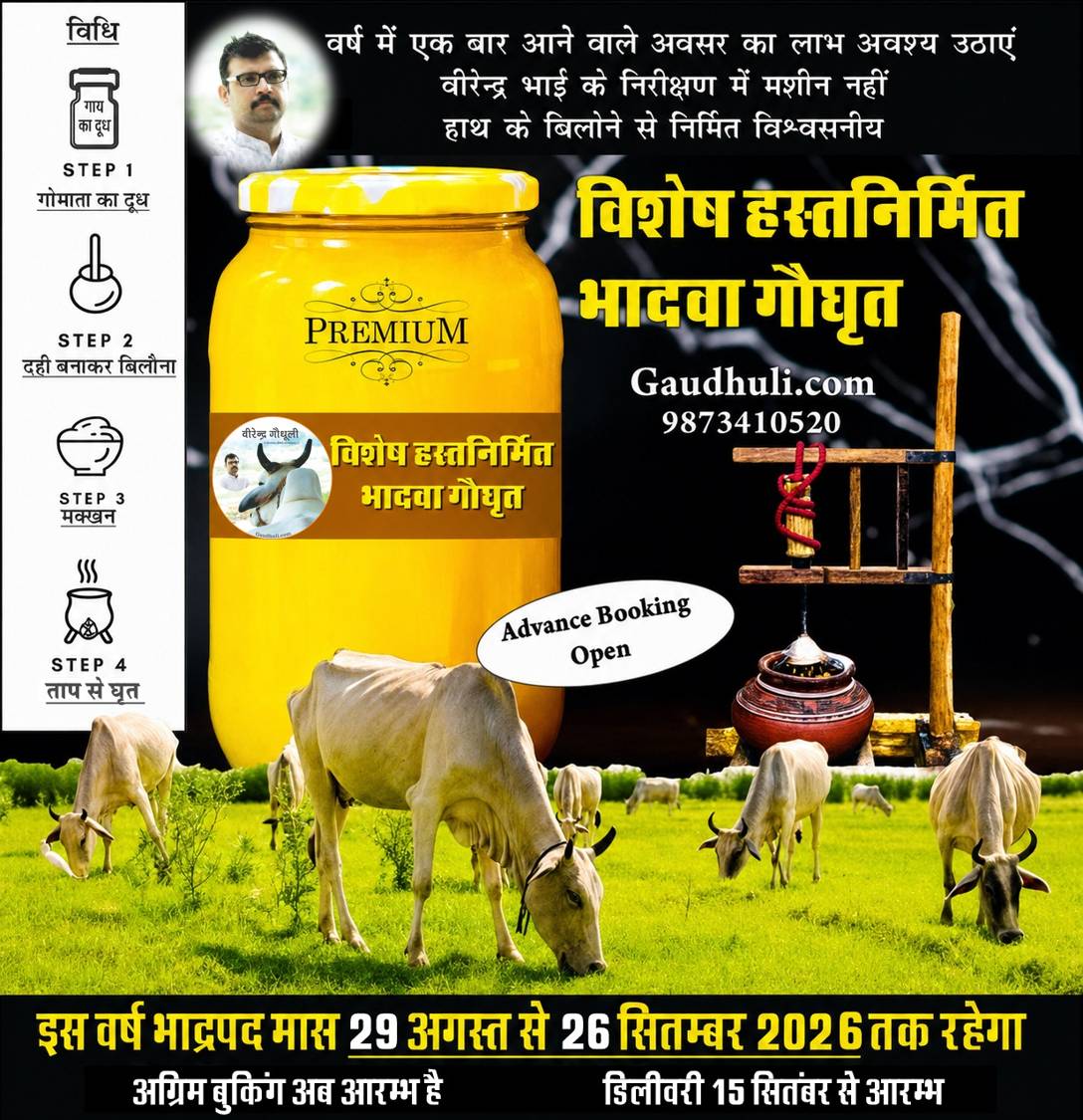 भादवे (भाद्रपद माह) का विशेष गौघृत / premium bhadwa ghee 500ml & 1000ml सीमित मात्रा (free shipping)