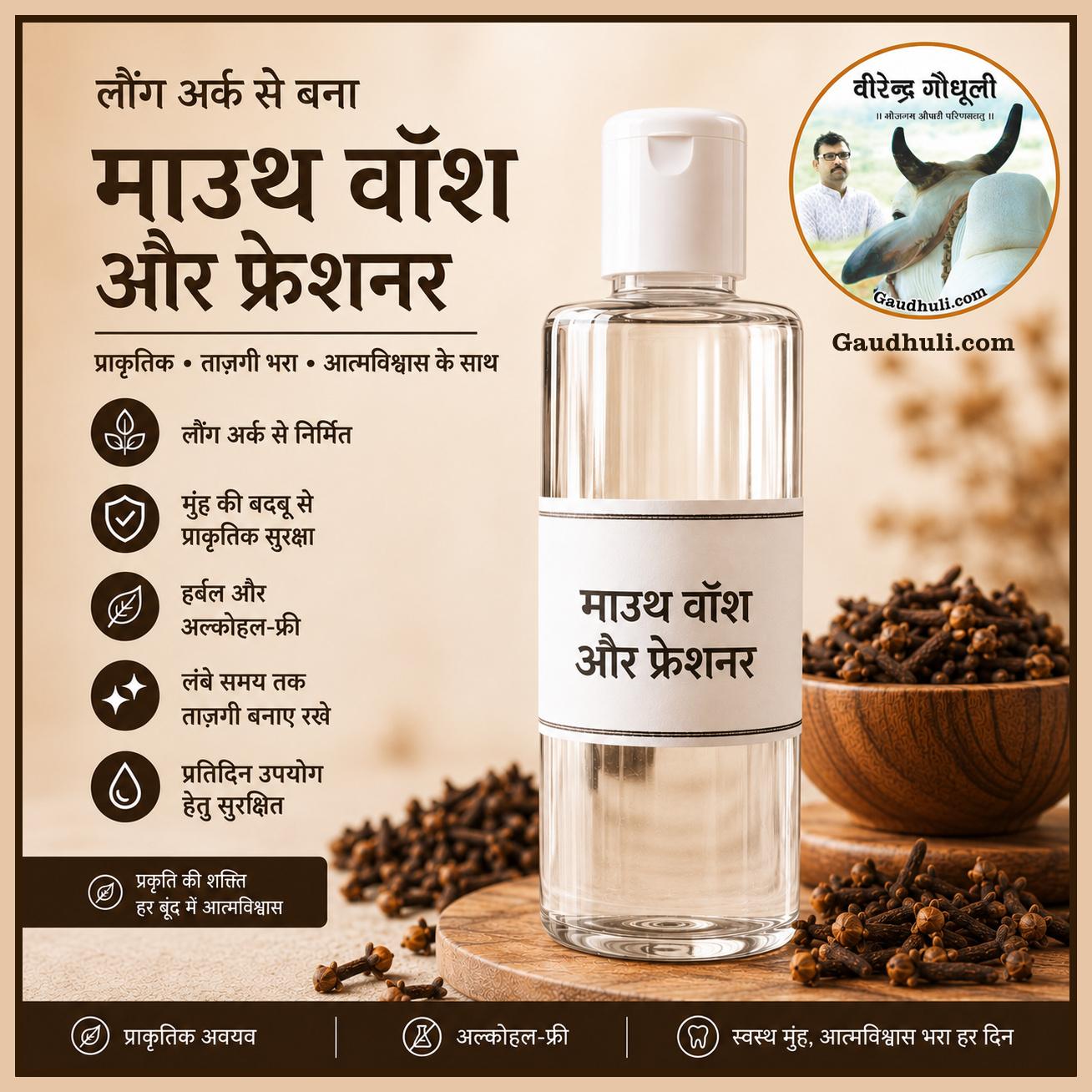 100% natural clove extract mouthwash | लवंग मुख प्रक्षालन (माउथ वाश) | 200ml