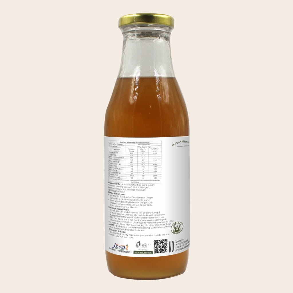 so good natural lemon ginger syrup 500ml
