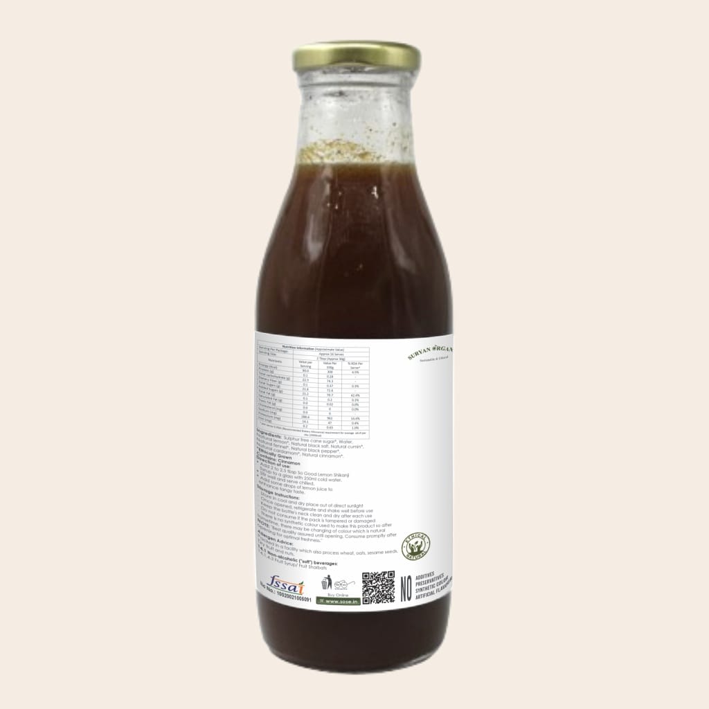 so good natural lemon shikanji syrup 500ml