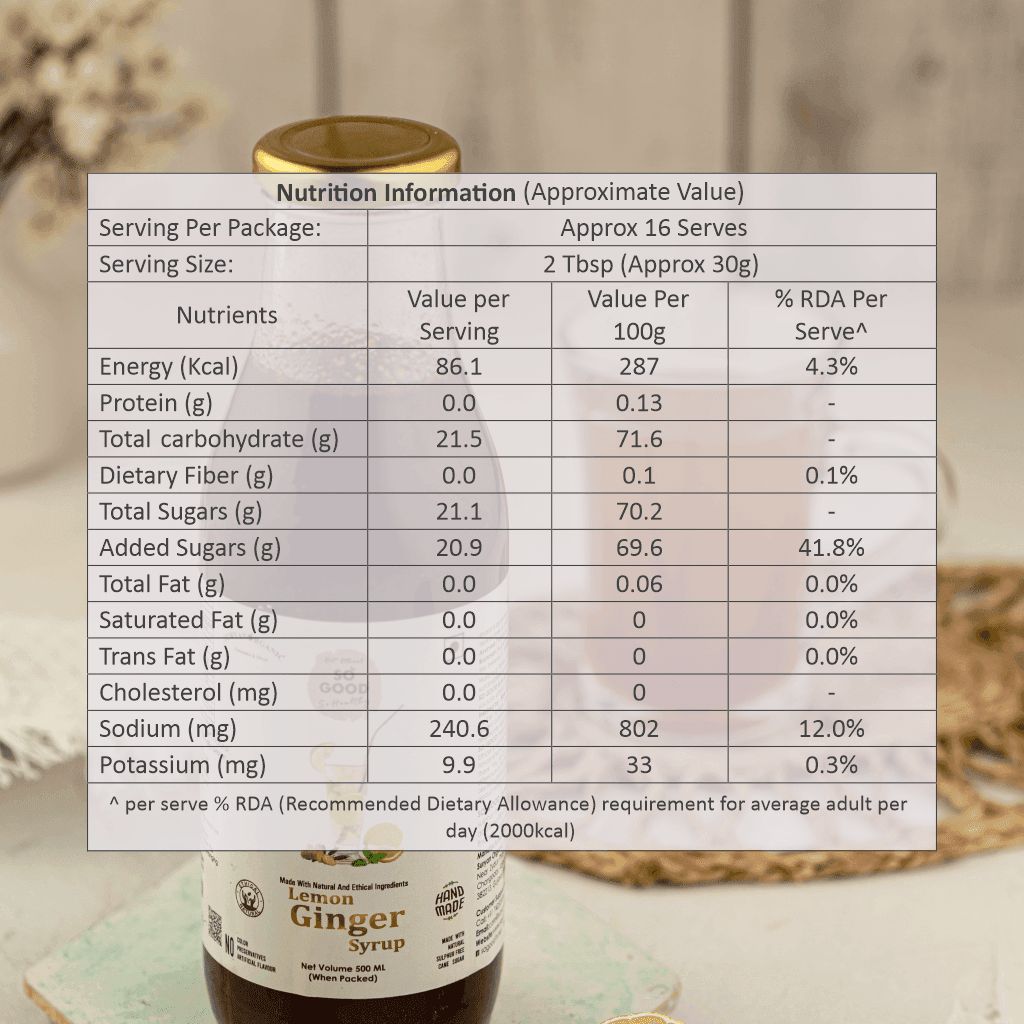so good natural lemon ginger syrup 500ml