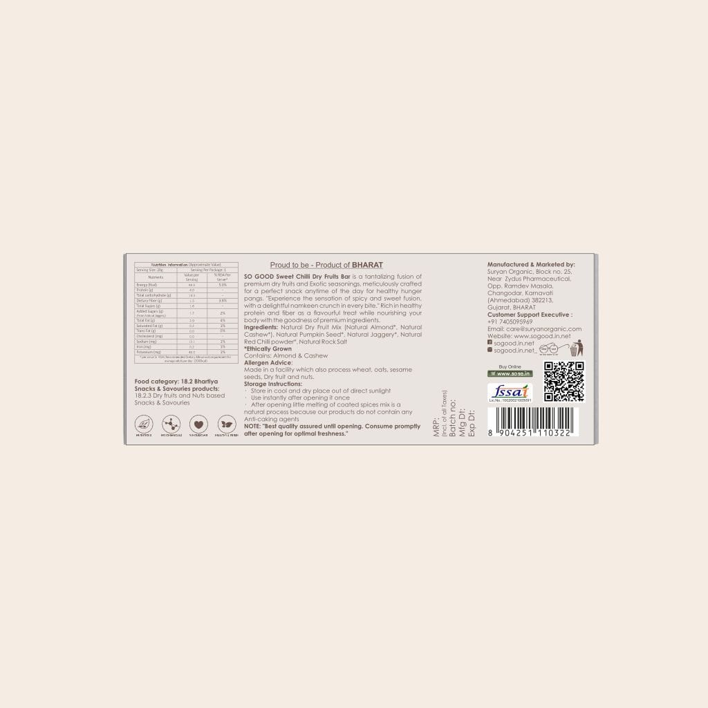 so good sweet chilli dry fruit bar 20gm