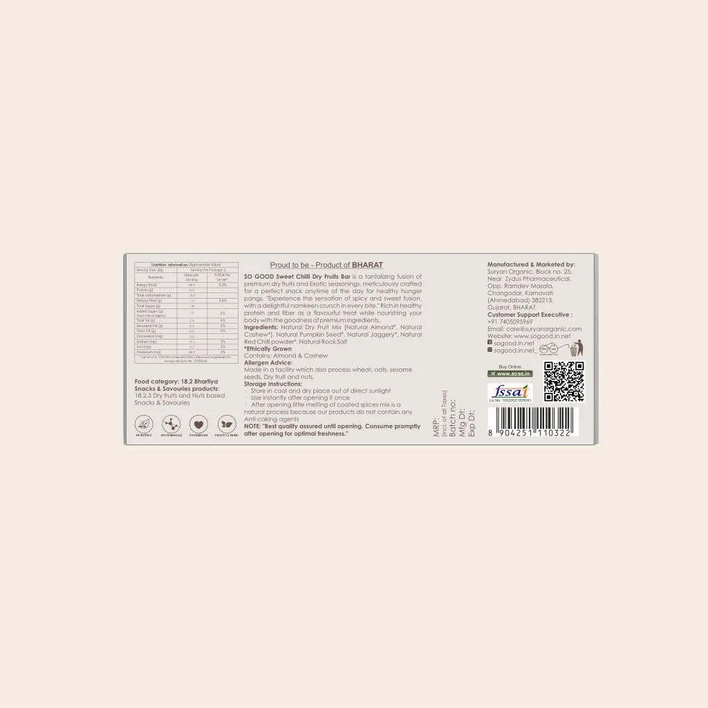 so good sweet chilli dry fruit bar 20gm